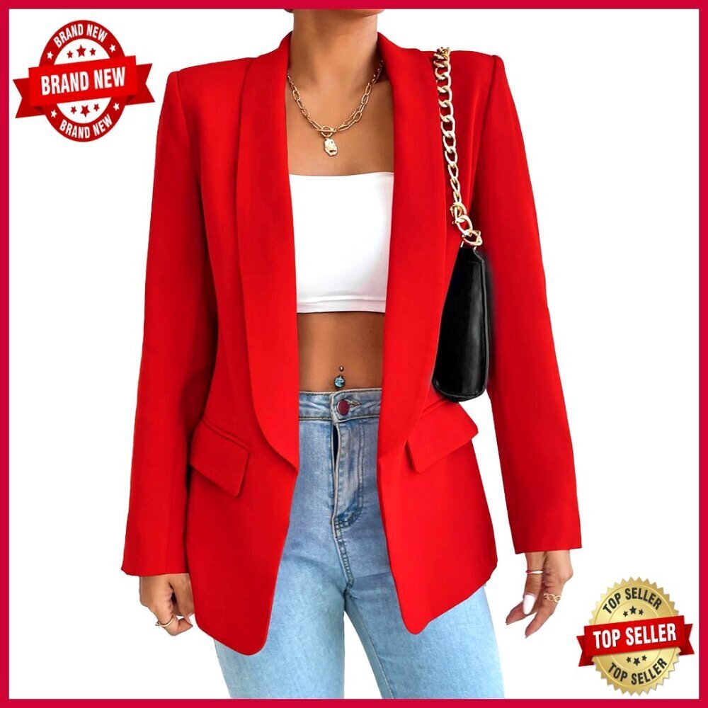 Slim Fit Blazer Cardigan with Pockets Business Casual Jacket